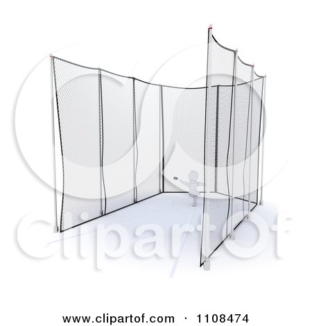 Clipart 3d White Character Discus Thrower In A Cage 3 - Royalty Free CGI Illustration by KJ Pargeter