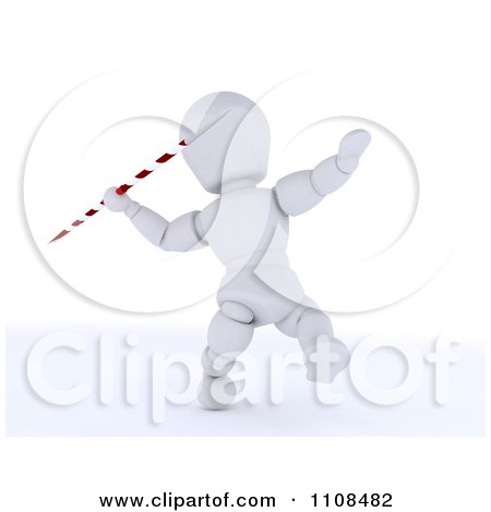 Clipart 3d White Character Javelin Thrower Athlete 1 - Royalty Free CGI Illustration by KJ Pargeter