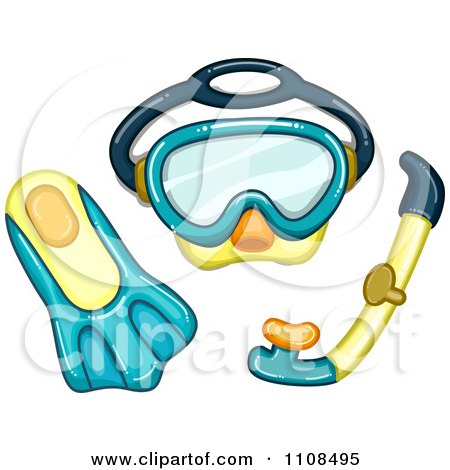 Clipart Snorkel Mask Pipe And Fin - Royalty Free Vector Illustration by BNP Design Studio