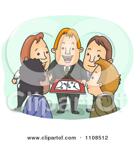 Clipart Business Team Coach Working With His Employees - Royalty Free Vector Illustration by BNP Design Studio