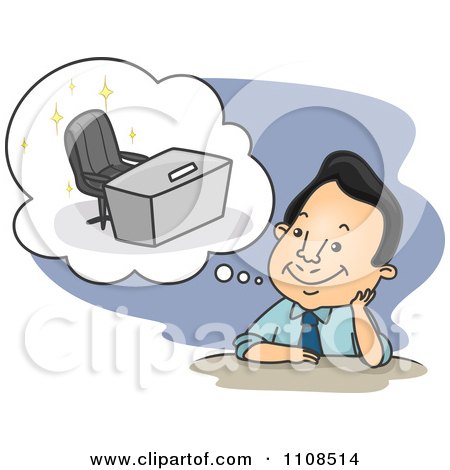 Clipart Businessman Daydreaming About A Promotion - Royalty Free Vector Illustration by BNP Design Studio