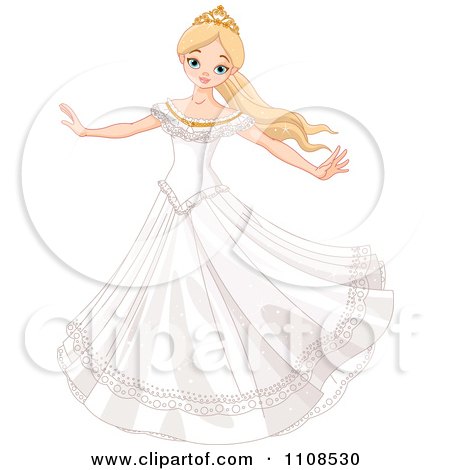 Clipart Fairy Tale Princess Bride Twirling In Her Dress - Royalty Free Vector Illustration by Pushkin