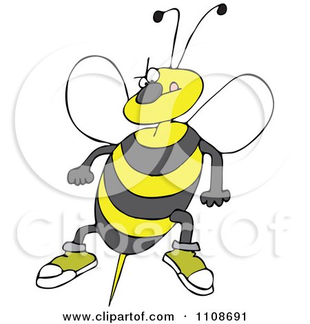 Clipart Angry Bee Ready To Attack With A Stinger - Royalty Free Vector Illustration by djart
