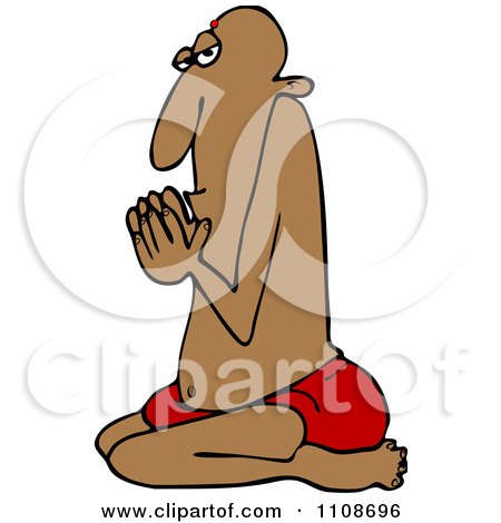 Clipart Swami Man Kneeling In Prayer - Royalty Free Vector Illustration by djart