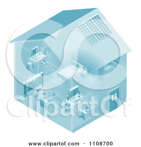Clipart Home Set Up With A Local Area Network For Devices - Royalty Free Vector Illustration by AtStockIllustration