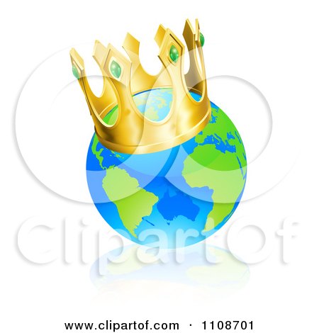 Clipart Champion Globe Wearing A Kings Crown - Royalty Free Vector Illustration by AtStockIllustration