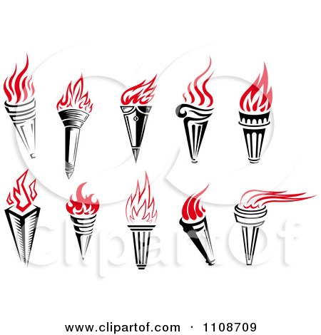 Clipart Burning Red Torches 3 - Royalty Free Vector Illustration by Vector Tradition SM