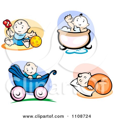 Clipart Happy Babies Doing Different Activities - Royalty Free Vector Illustration by Vector Tradition SM