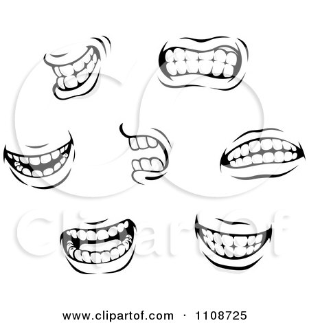 Clipart Black And White Expressional Mouths - Royalty Free Vector Illustration by Vector Tradition SM