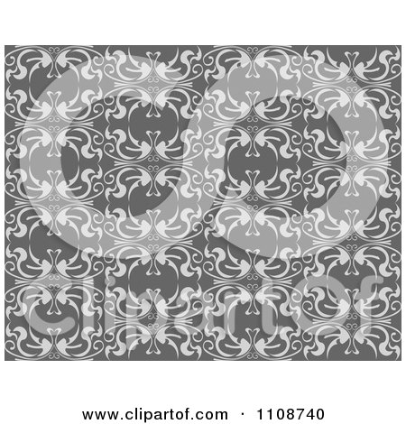 Clipart Seamless Gray And Taupe Floral Swirl Background Pattern - Royalty Free Vector Illustration by Vector Tradition SM