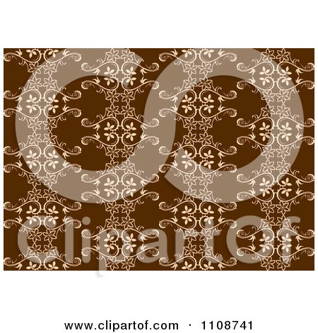Clipart Seamless Brown Floral Swirl Background Pattern - Royalty Free Vector Illustration by Vector Tradition SM