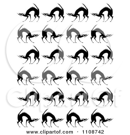 Clipart Seamless Scared Black Cat Background Pattern - Royalty Free Vector Illustration by Vector Tradition SM