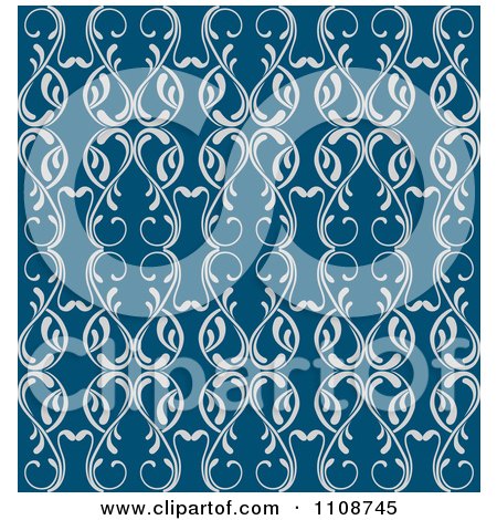 Clipart Seamless Blue Floral Swirl Background Pattern - Royalty Free Vector Illustration by Vector Tradition SM