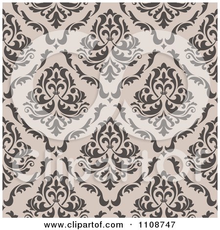 Clipart Seamless Taupe Floral Swirl Background Pattern - Royalty Free Vector Illustration by Vector Tradition SM