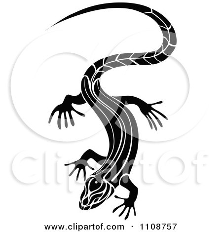 Clipart Black And White Tribal Lizard 4 - Royalty Free Vector Illustration by Vector Tradition SM