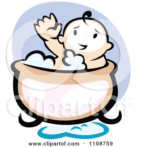 Clipart Happy Baby In A Bath Tub - Royalty Free Vector Illustration by Vector Tradition SM