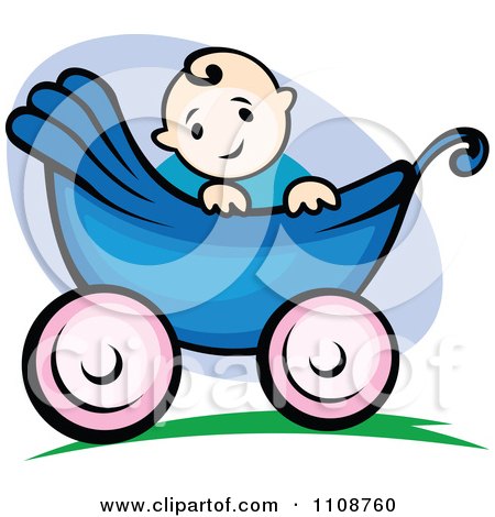 Clipart Happy Baby In A Stroller - Royalty Free Vector Illustration by Vector Tradition SM
