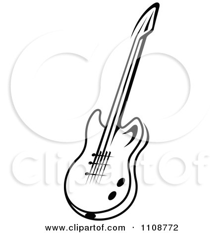 Clipart Black And White Electric Guitar Musical Instrument - Royalty Free Vector Illustration by Vector Tradition SM