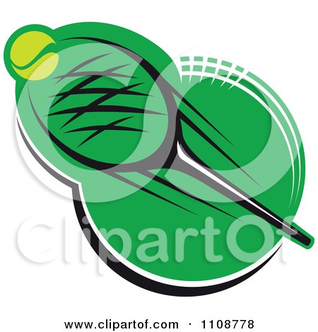 Clipart Tennis Ball And Racket Over Green 3 - Royalty Free Vector Illustration by Vector Tradition SM