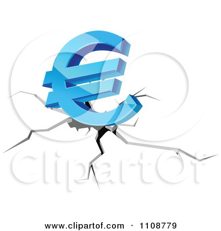 Clipart 3d Blue Euro Symbol Over A Fissure - Royalty Free Vector Illustration by Vector Tradition SM