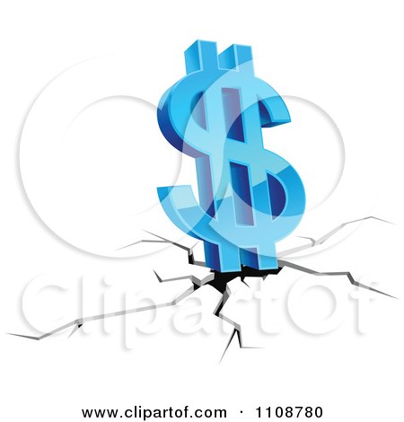 Clipart 3d Blue Dollar Symbol Over A Fissure - Royalty Free Vector Illustration by Vector Tradition SM