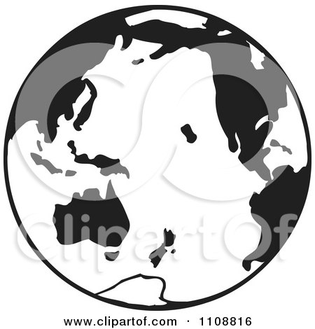 Clipart Black And White Globe - Royalty Free Vector Illustration by Dennis Holmes Designs