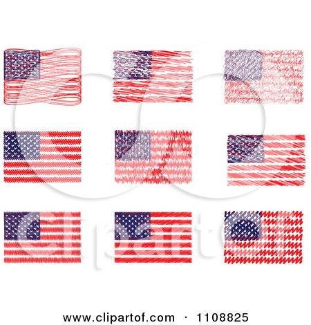 Clipart Scribbled American Flags - Royalty Free Vector Illustration by Andrei Marincas