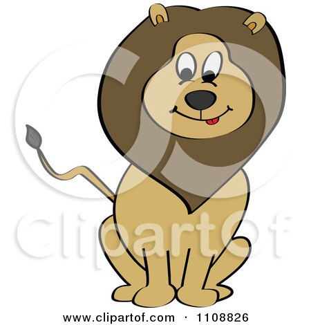 Clipart Happy Sitting Lion - Royalty Free Vector Illustration by Andrei Marincas
