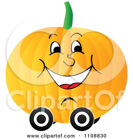 Clipart Happy Pumpkin On Wheels - Royalty Free Vector Illustration by Andrei Marincas