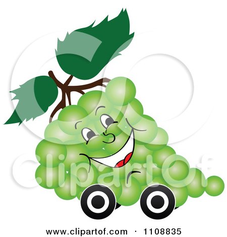 Clipart Happy Bunch Of Green Grapes On Wheels - Royalty Free Vector Illustration by Andrei Marincas