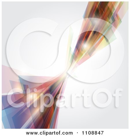Clipart  Background Of Abstract Dynamic Shapes With Shining Orbs On Gray - Royalty Free Vector Illustration by KJ Pargeter