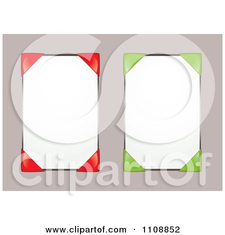 Clipart Blank Notice Boards With Red And Green Corner Holders - Royalty Free Vector Illustration by michaeltravers