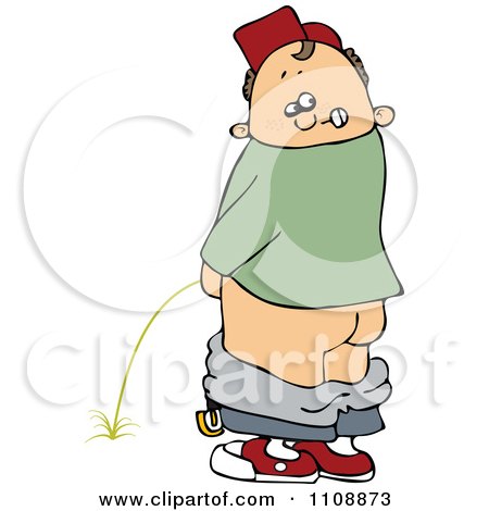 Clipart Boy Looking Back And Peeing - Royalty Free Vector Illustration by djart