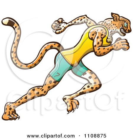 Clipart Athletic Track And Field Runner Cheetah - Royalty Free Vector Illustration by Zooco