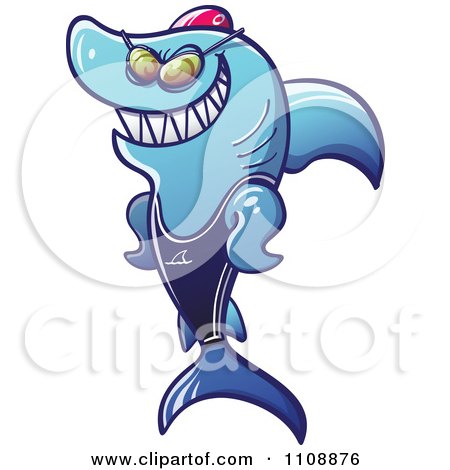 Clipart Athletic Swimmer Shark - Royalty Free Vector Illustration by Zooco