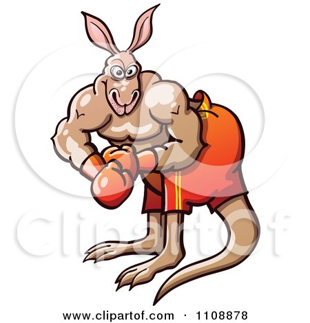 Clipart Athletic Boxer Kangaroo - Royalty Free Vector Illustration by Zooco