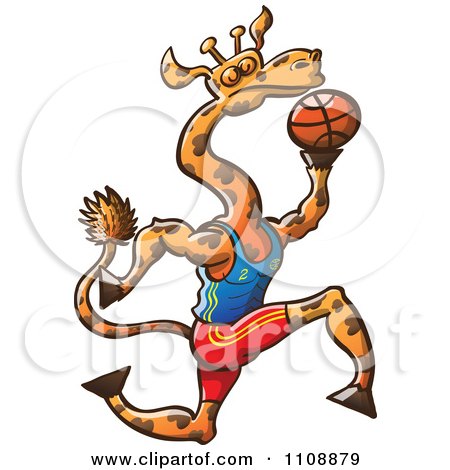 Clipart Athletic Basketball Player Giraffe - Royalty Free Vector Illustration by Zooco