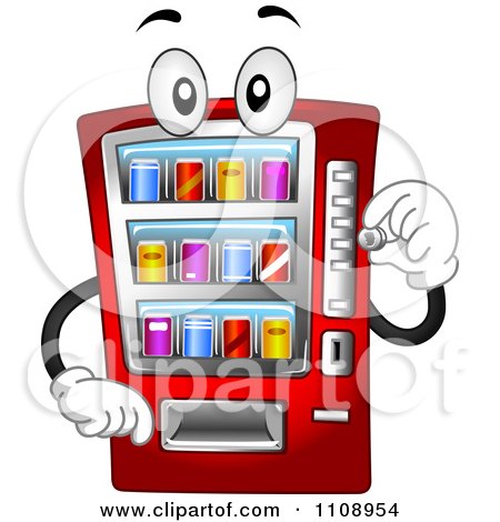 Clipart Soda Vending Machine Mascot Inserting A Coin- Royalty Free Vector Illustration by BNP Design Studio