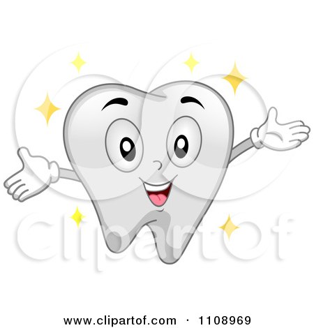 Clipart Happy Dental Tooth Mascot Sparkling - Royalty Free Vector Illustration by BNP Design Studio