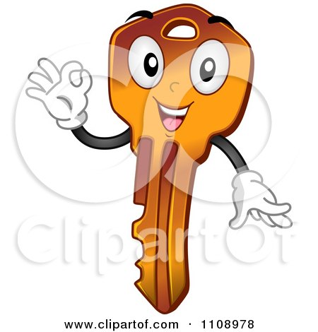 Clipart Happy Key Mascot Gesturing OK - Royalty Free Vector Illustration by BNP Design Studio