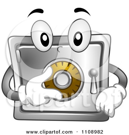 Clipart Vault Mascot Turning Its Dial - Royalty Free Vector Illustration by BNP Design Studio