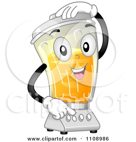 Clipart Blender Mascot Mixing A Drink - Royalty Free Vector Illustration by BNP Design Studio