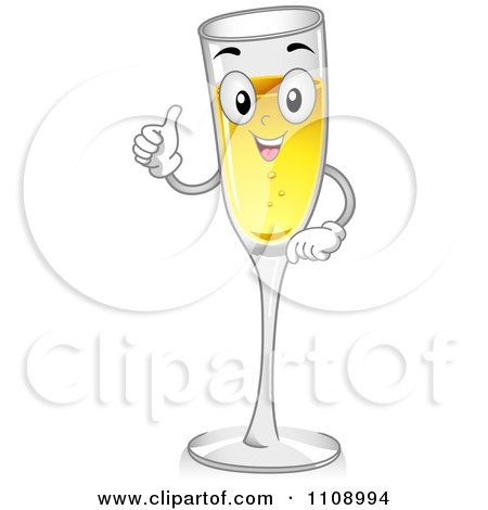 Clipart Champagne Mascot Holding A Thumb Up - Royalty Free Vector Illustration by BNP Design Studio