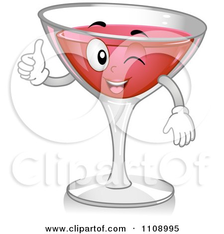 Clipart Cosmopolitan Cocktail Mascot Holding A Thumb Up - Royalty Free Vector Illustration by BNP Design Studio