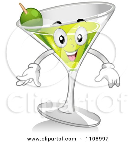 Clipart Martini Cocktail Mascot - Royalty Free Vector Illustration by BNP Design Studio