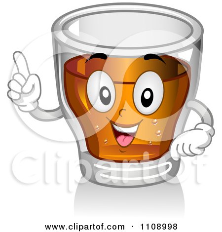 Clipart Shot Glass Mascot Holding A Finger Up - Royalty Free Vector Illustration by BNP Design Studio