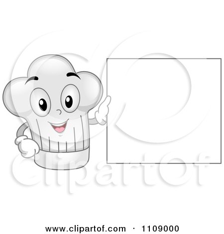 Clipart Happy Chef Hat Mascot With A Blank Menu Sign - Royalty Free Vector Illustration by BNP Design Studio