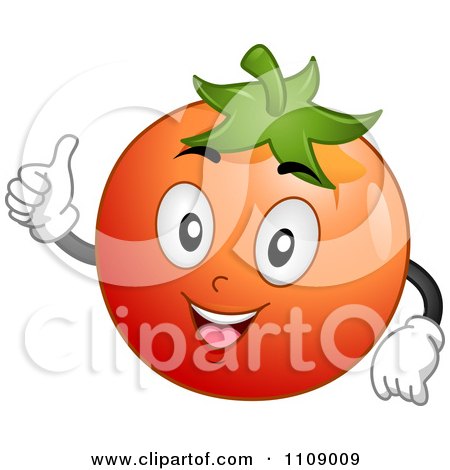 Clipart Happy Tomato Mascot Holding A Thumb Up - Royalty Free Vector Illustration by BNP Design Studio