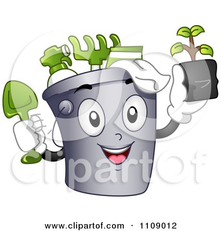 Clipart Happy Garden Bucket Mascot - Royalty Free Vector Illustration by BNP Design Studio