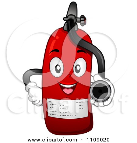 Clipart Happy Fire Extinguisher Mascot Holding Its Nozzle - Royalty Free Vector Illustration by BNP Design Studio